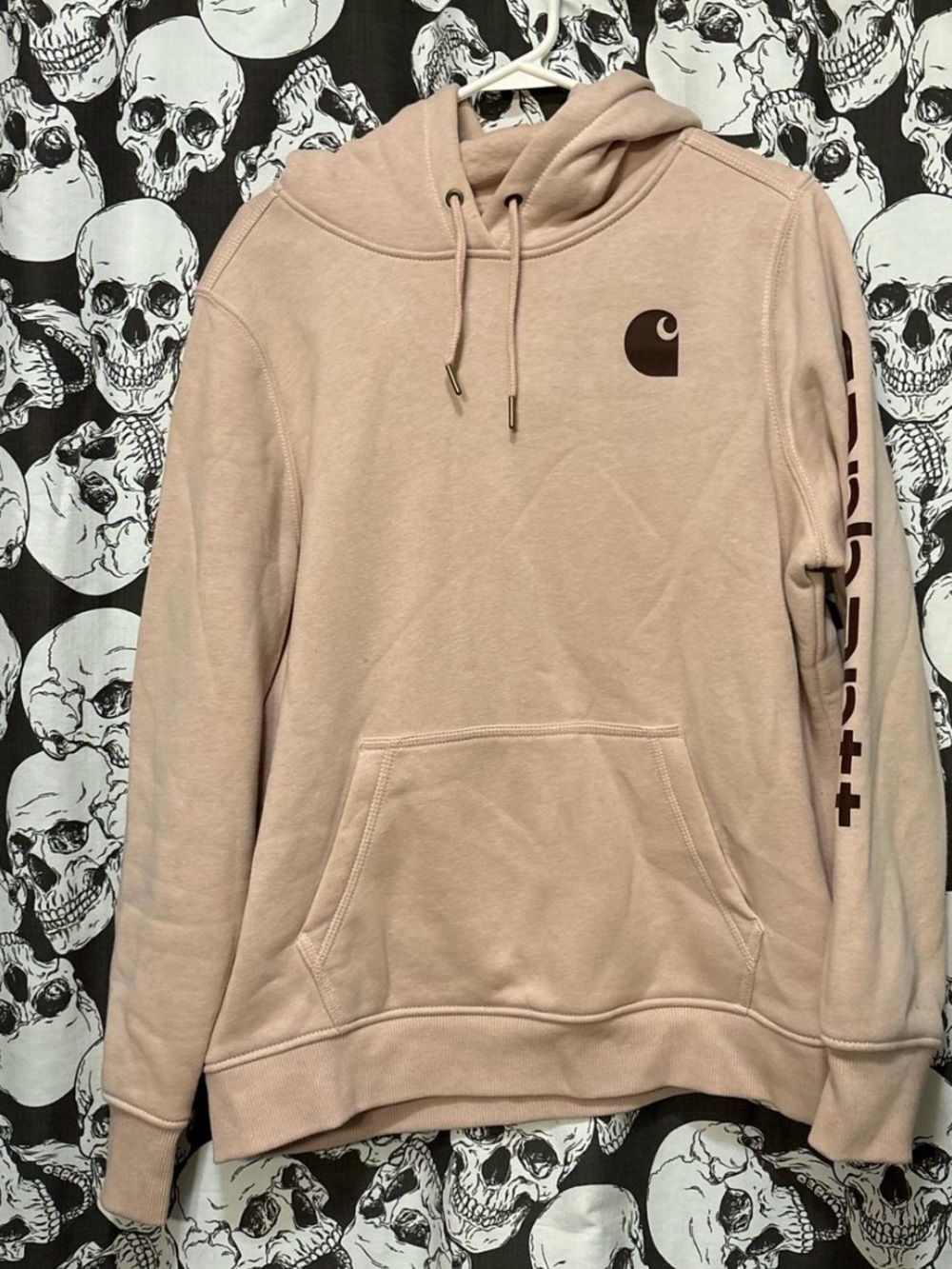 Carhartt Women's Hooded Sweatshirt in Dusty Rose with Dark Logo